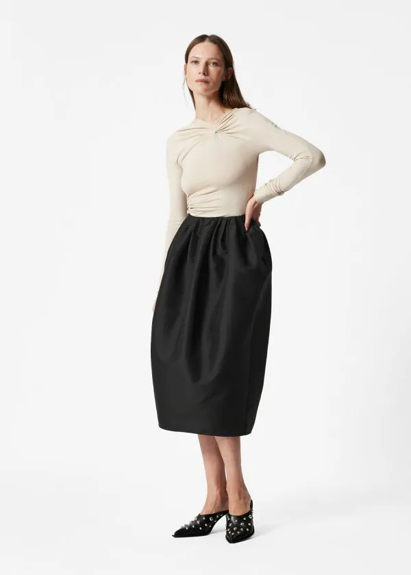 and Other Stories Balloon Midi Skirt Black Women Skirts