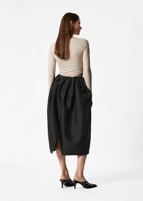 and Other Stories Balloon Midi Skirt Black Women Skirts