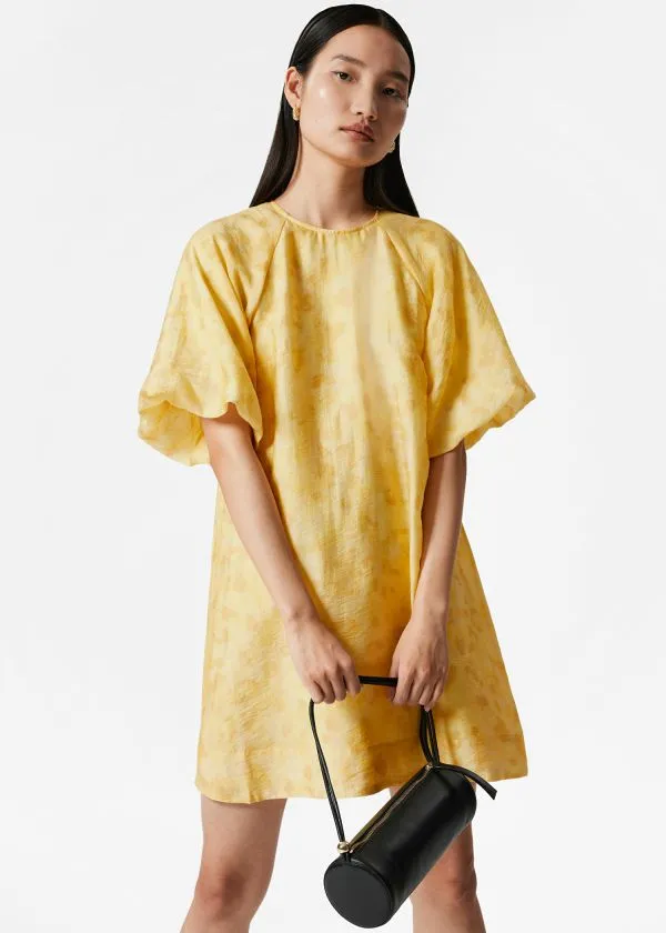 and Other Stories BalloonSleeve Mini Dress Yellow Florals Women Dresses