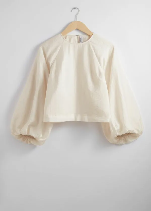 and Other Stories BalloonSleeve Top Ivory Women Blouses and Shirts