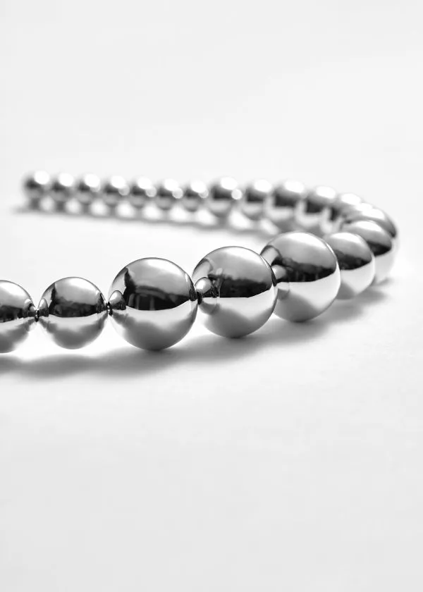 and Other Stories Beaded Alice Band Silver Women Hair Accessories