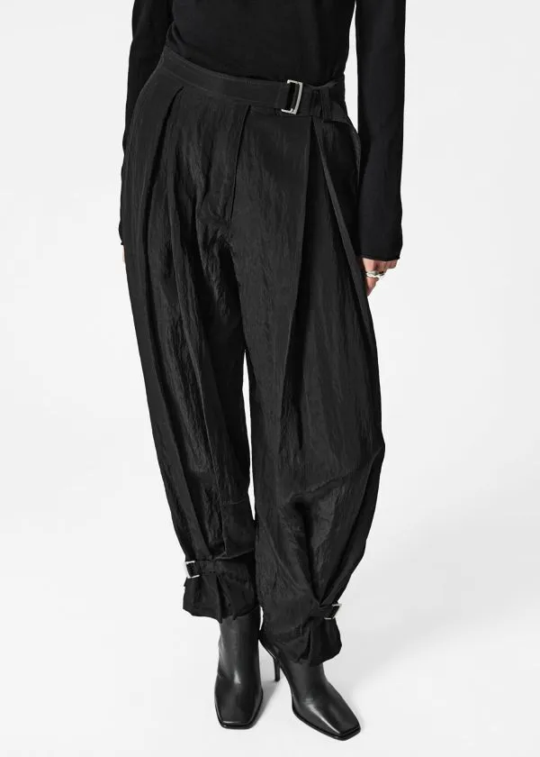 and Other Stories Belted BoxPleat Trousers Black Women Trousers
