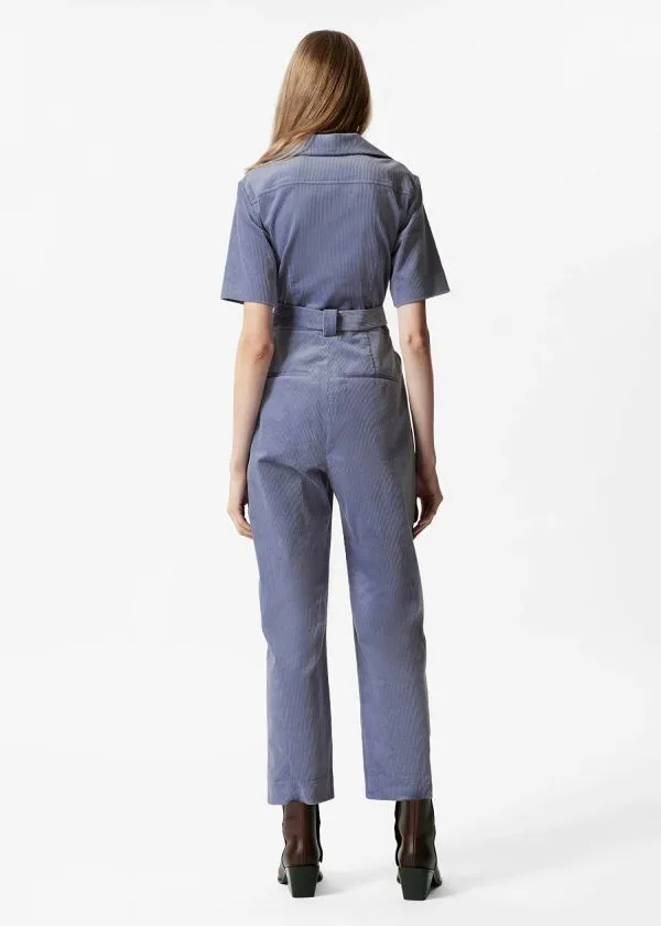 and Other Stories Belted Corduroy Jumpsuit Dusty Blue Women Trousers