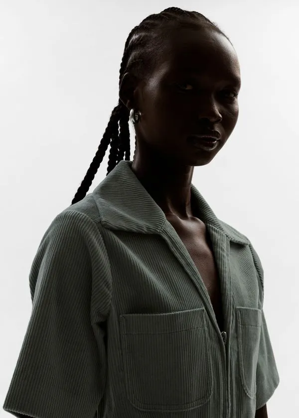 and Other Stories Belted Corduroy Jumpsuit Dusty Green Women Trousers