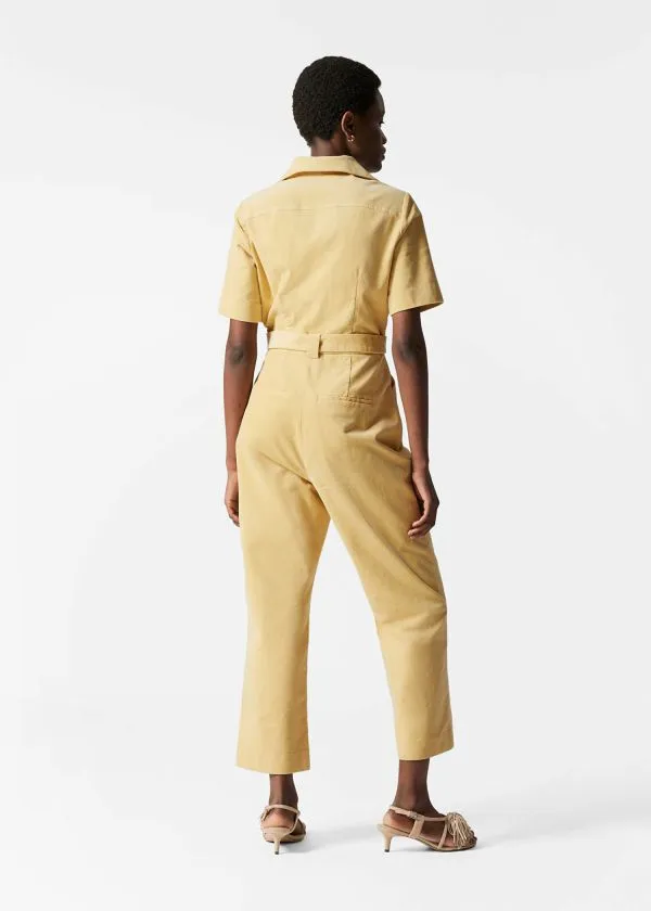 and Other Stories Belted Corduroy Jumpsuit Light Yellow Women Trousers