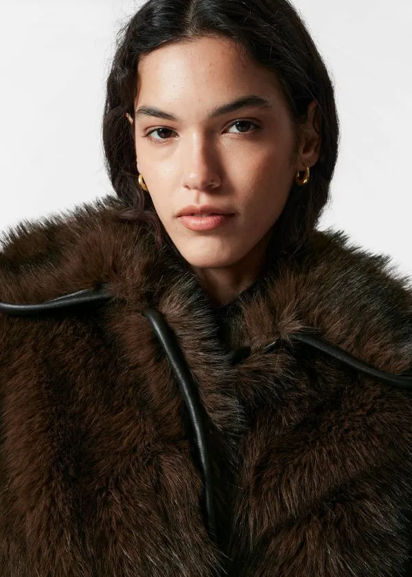 and Other Stories Belted Faux Fur Coat Brown Women Jackets and Coats