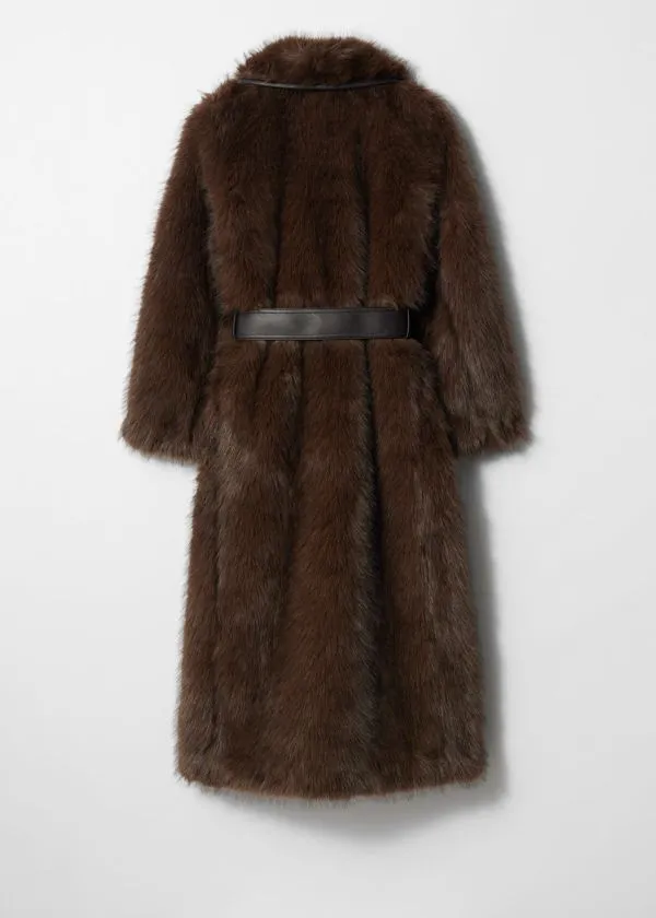 and Other Stories Belted Faux Fur Coat Brown Women Jackets and Coats
