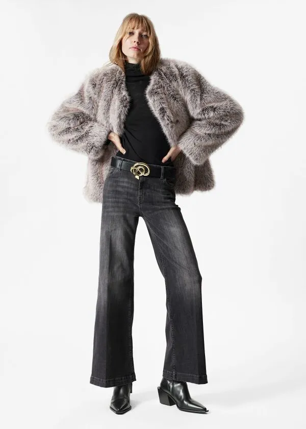 and Other Stories Belted Faux Fur Jacket Mole Women Jackets and Coats