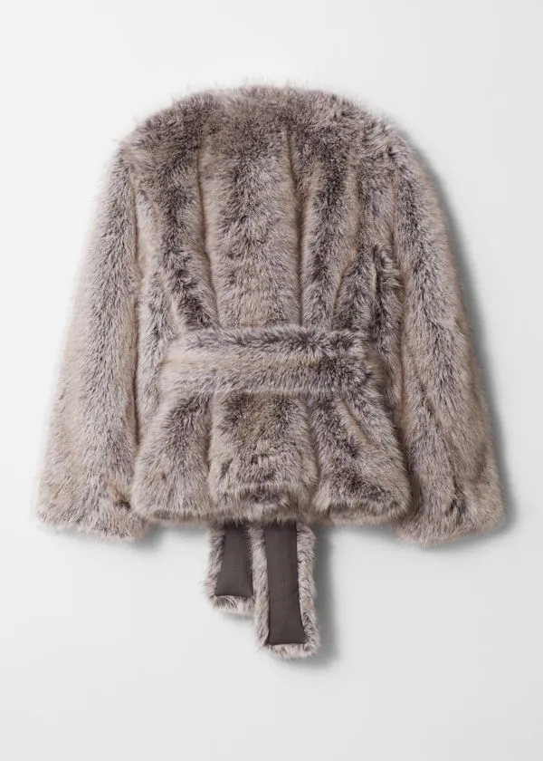and Other Stories Belted Faux Fur Jacket Mole Women Jackets and Coats