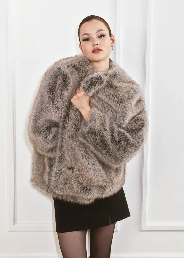 and Other Stories Belted Faux Fur Jacket Mole Women Jackets and Coats