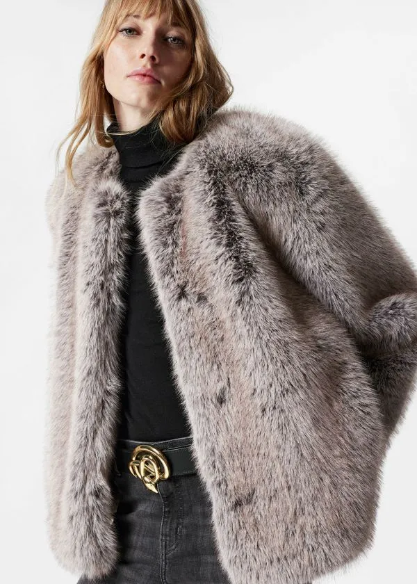 and Other Stories Belted Faux Fur Jacket Mole Women Jackets and Coats