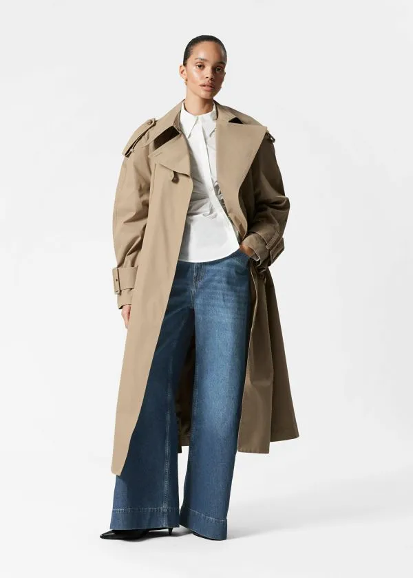 and Other Stories Belted Maxi Trenchcoat Beige Women Jackets and Coats