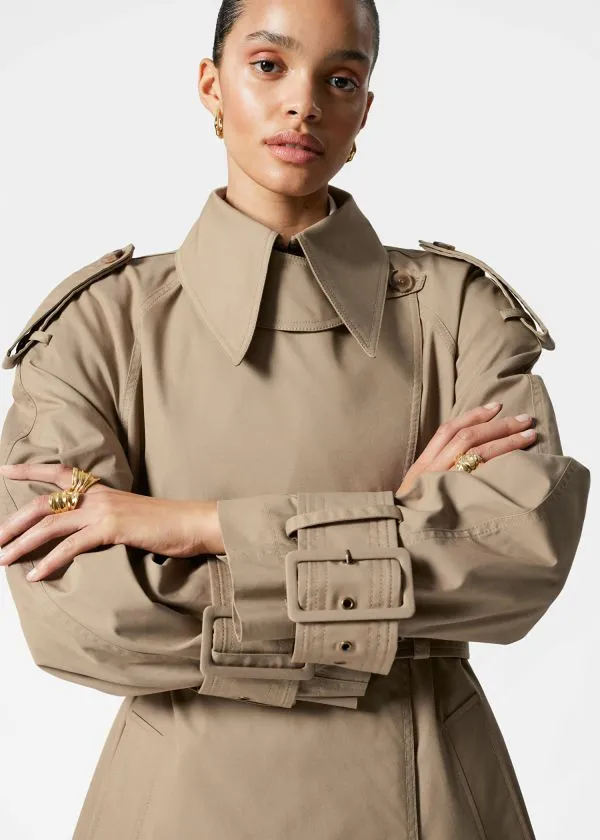 and Other Stories Belted Maxi Trenchcoat Beige Women Jackets and Coats