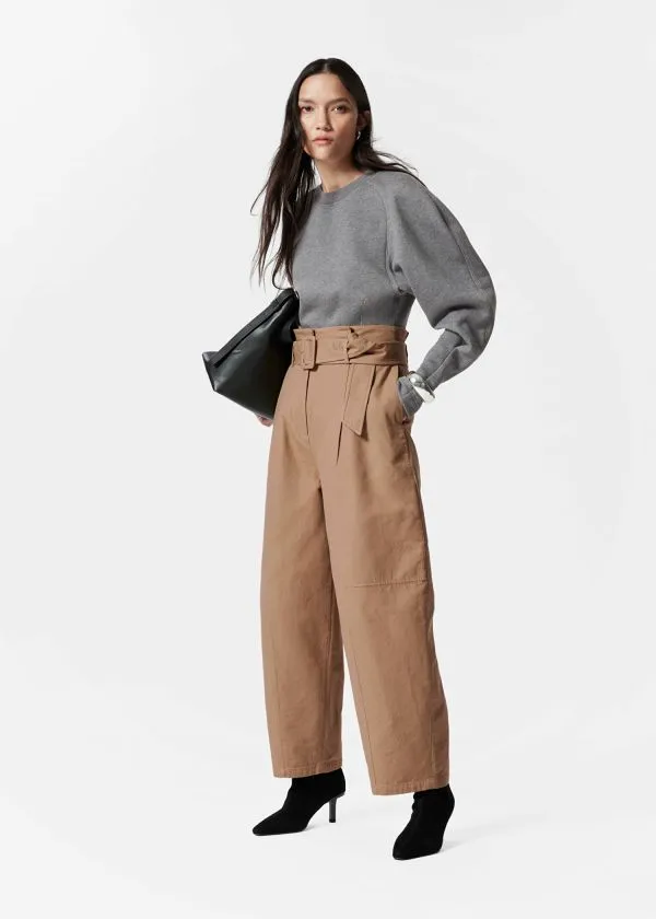 and Other Stories Belted PaperbagWaist Trousers Beige Women Trousers