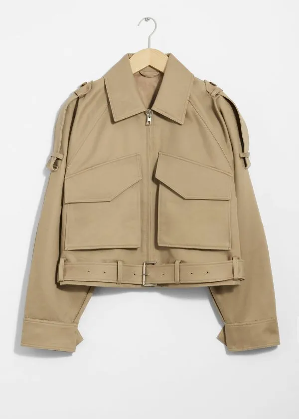and Other Stories Belted PatchPocket Jacket Beige Women Jackets and Coats