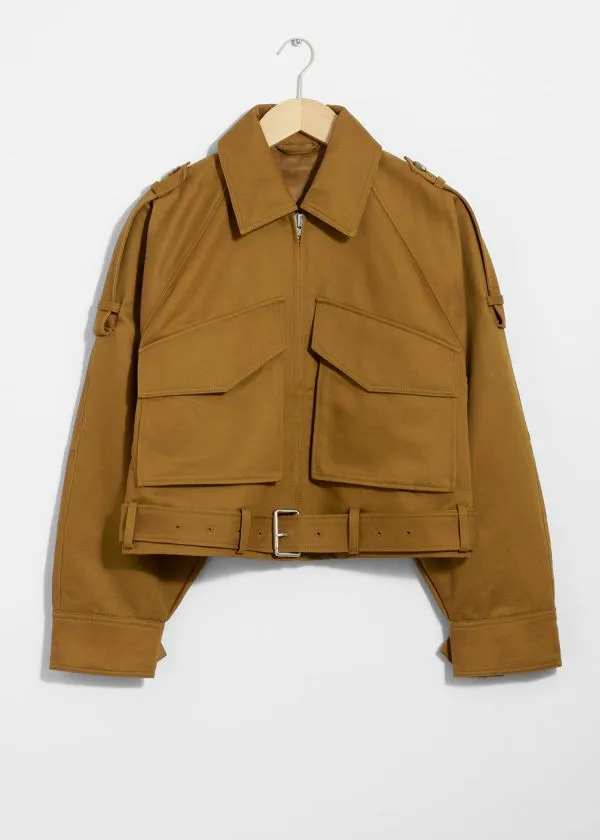 and Other Stories Belted PatchPocket Jacket Brown Women Jackets and Coats