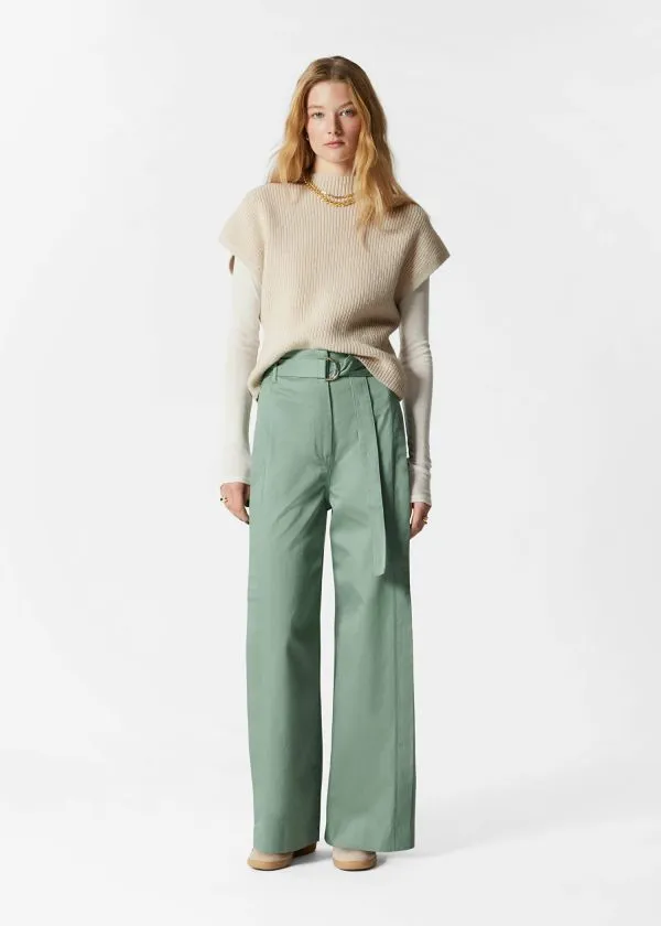 and Other Stories Belted WideLeg Trousers Green Women Trousers
