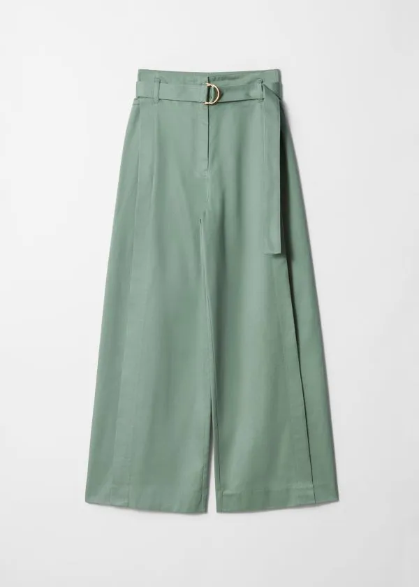 and Other Stories Belted WideLeg Trousers Green Women Trousers