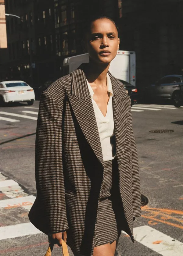 and Other Stories Belted Wool Blazer Brown Dogtooth Women Jackets and Coats and Other Stories Belted Wool Blazer Brown Dogtooth Women Jackets and Coats