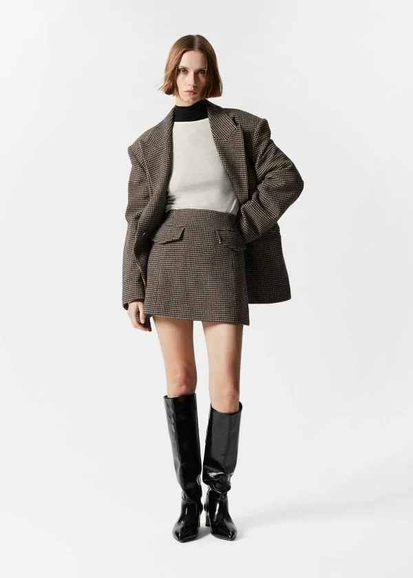 and Other Stories Belted Wool Blazer Brown Dogtooth Women Jackets and Coats and Other Stories Belted Wool Blazer Brown Dogtooth Women Jackets and Coats