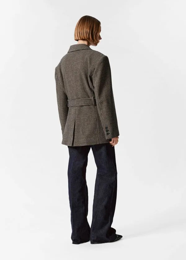 and Other Stories Belted Wool Blazer Brown Dogtooth Women Jackets and Coats and Other Stories Belted Wool Blazer Brown Dogtooth Women Jackets and Coats