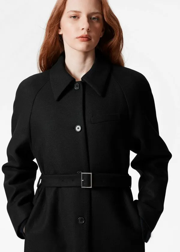 and Other Stories Belted Wool Coat Black Women Jackets and Coats
