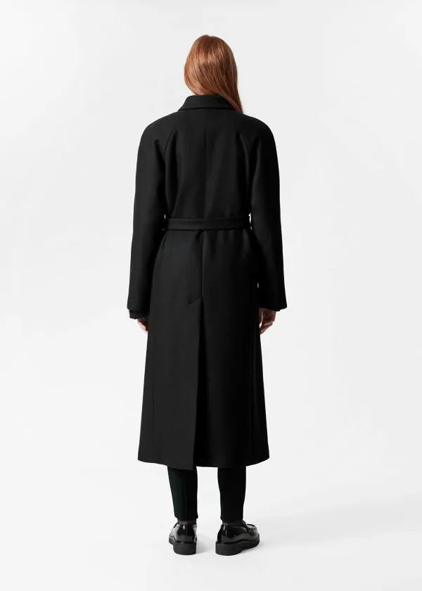 and Other Stories Belted Wool Coat Black Women Jackets and Coats