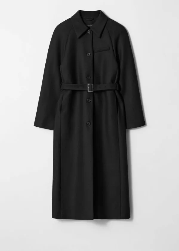 and Other Stories Belted Wool Coat Black Women Jackets and Coats