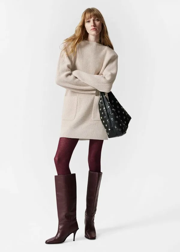 and Other Stories Belted Wool Mini Dress Beige Women Dresses