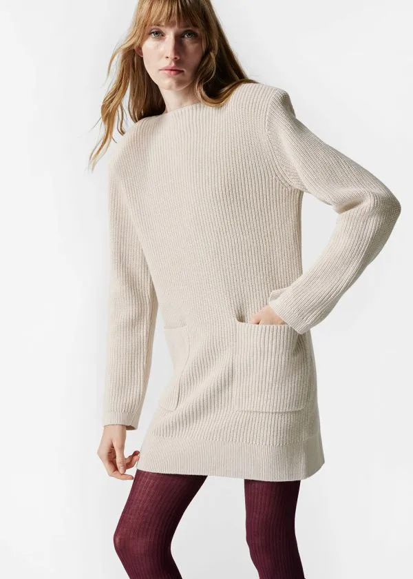and Other Stories Belted Wool Mini Dress Beige Women Dresses