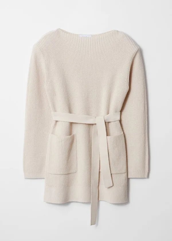 and Other Stories Belted Wool Mini Dress Beige Women Dresses