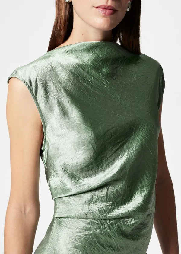 and Other Stories BiasCut Satin Midi Dress Green Women Dresses