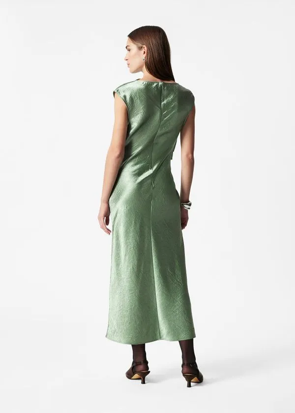 and Other Stories BiasCut Satin Midi Dress Green Women Dresses