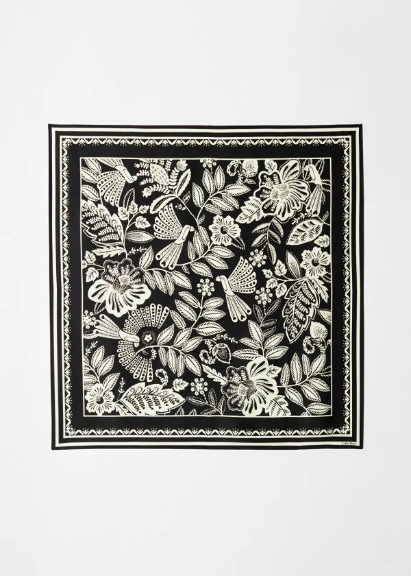 and Other Stories Bird Square Scarf Blackandwhite Women Scarves