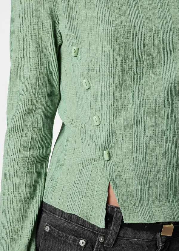 and Other Stories BoatNeck FlaredSleeve Top Green Women Tops and Tshirts