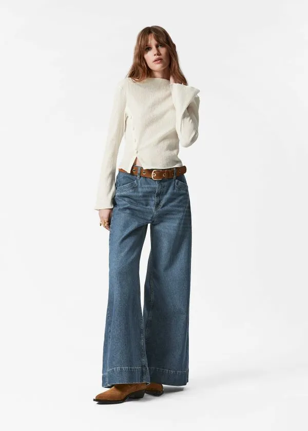 and Other Stories BoatNeck FlaredSleeve Top White Women Tops and Tshirts