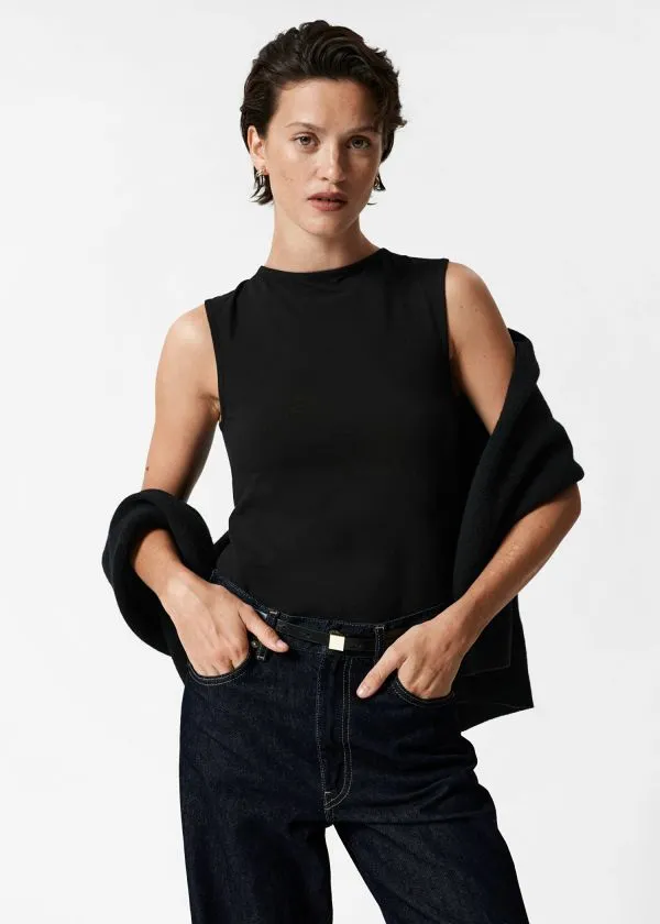 and Other Stories BoatNeck Tank Top Black Women Tops and Tshirts
