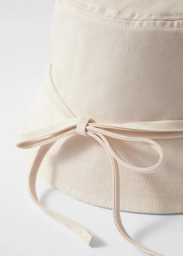 and Other Stories Bow Bucket Hat Cream Women Headwear and Other Stories Bow Bucket Hat Cream Women Headwear