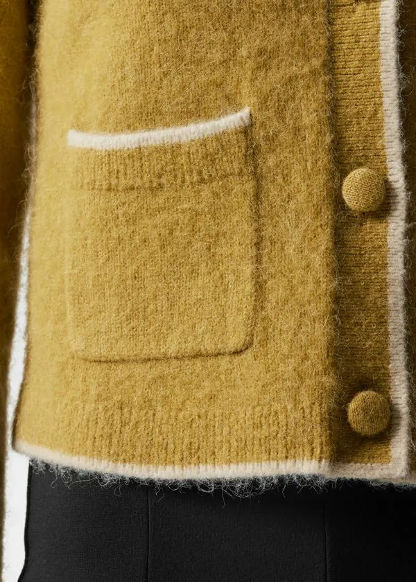 and Other Stories Boxy CrewNeck Cardigan Oliveandpink Women Knitwear
