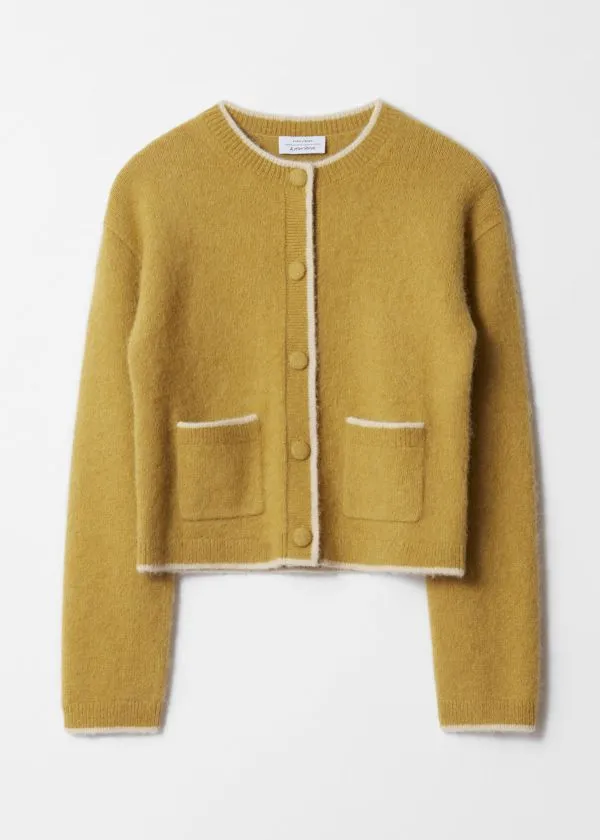 and Other Stories Boxy CrewNeck Cardigan Oliveandpink Women Knitwear