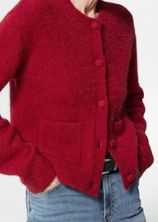 and Other Stories Boxy CrewNeck Cardigan Red Women Knitwear