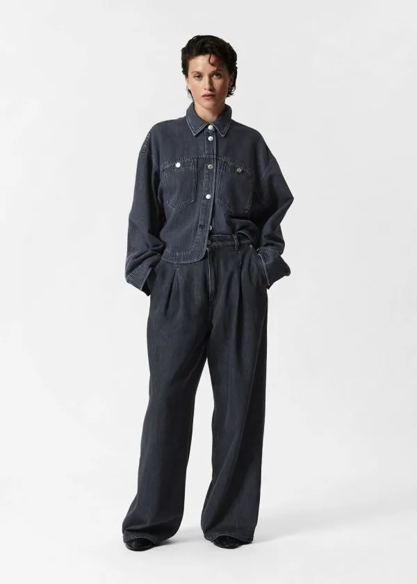 and Other Stories Boxy Denim Jacket Black Women Jackets and Coats