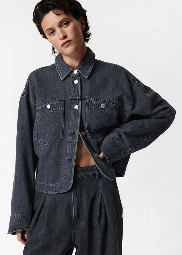 and Other Stories Boxy Denim Jacket Black Women Jackets and Coats