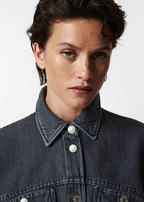 and Other Stories Boxy Denim Jacket Black Women Jackets and Coats