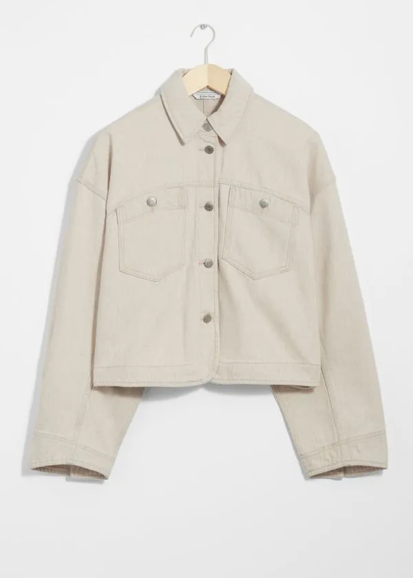 and Other Stories Boxy Denim Jacket Light Beige Women Jackets and Coats