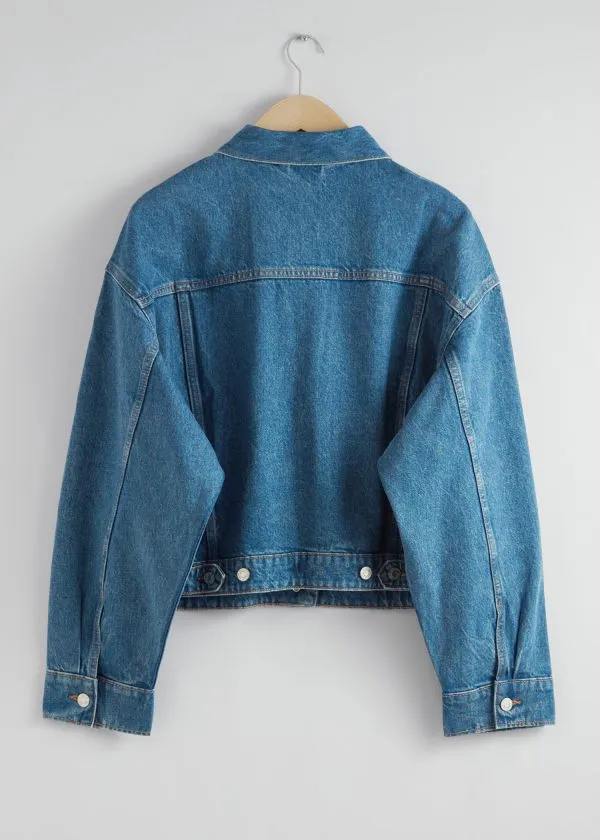 and Other Stories Boxy Denim Jacket Mid Blue Women Jackets and Coats