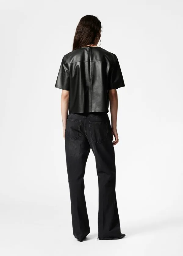 and Other Stories Boxy Leather TShirt Black Women Tops and Tshirts