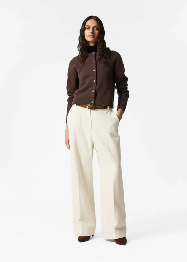 and Other Stories Boxy Merino Wool Cardigan Dark Brown Women Knitwear