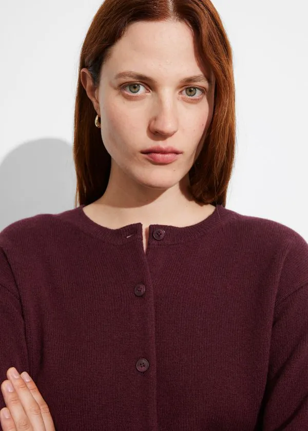 and Other Stories Boxy Merino Wool Cardigan Dark Red Women Knitwear