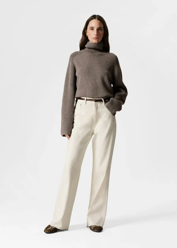 and Other Stories Boxy Turtleneck Jumper Brown Women Knitwear